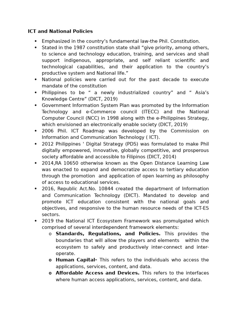 ICT Policies in Philippine Education | PDF | Educational Technology ...