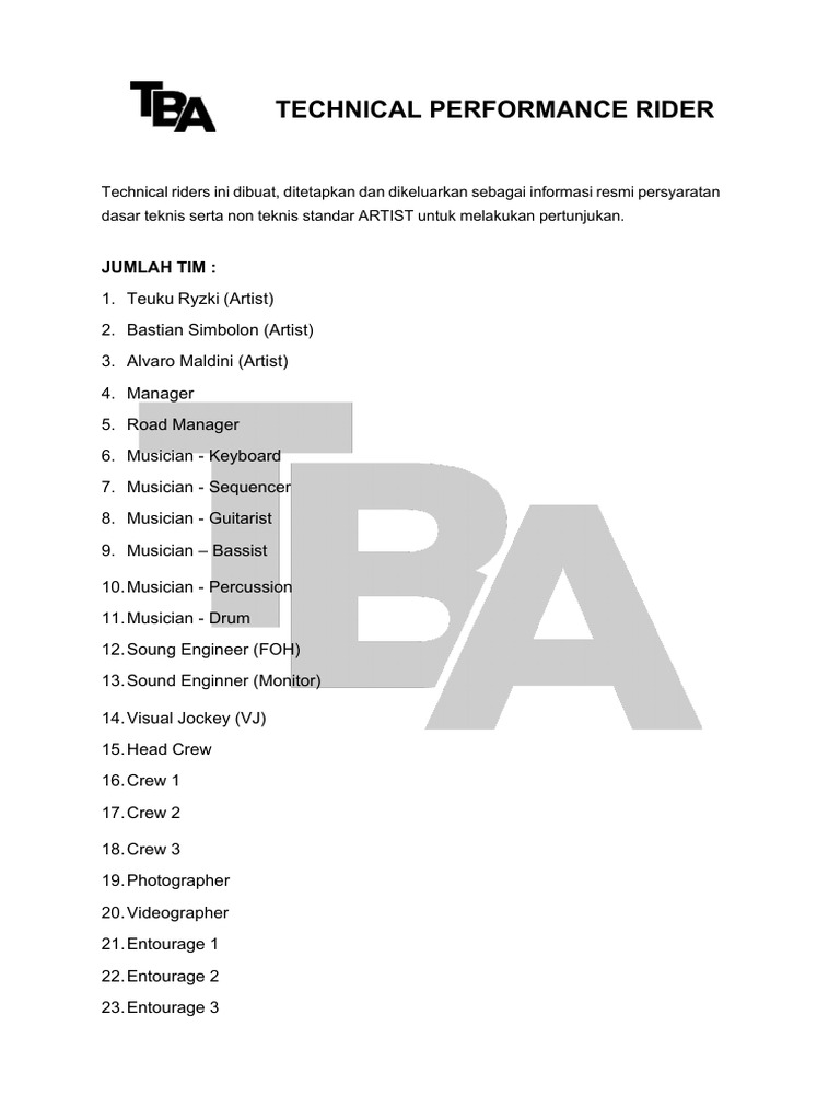 TBA - Riders (Updated 2024) | PDF