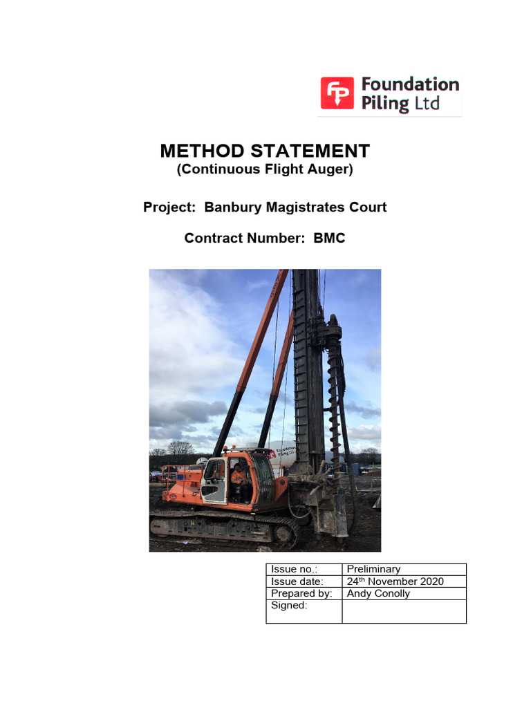 Banbury Mag PilingMethod Statement | PDF | Deep Foundation | Concrete