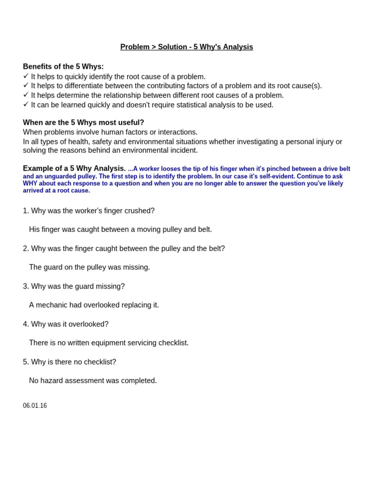 5 - Whys - Analysis - Sheet - 06.01.16 20216 | PDF