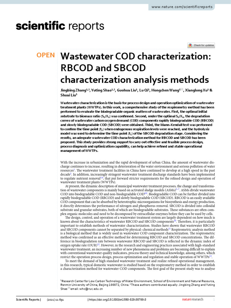 Wastewater COD Analysis: RBCOD & SBCOD Methods | PDF | Chemistry