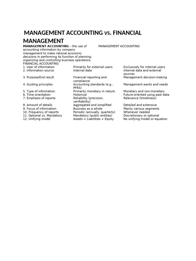 Management vs. Financial Accounting Explained | PDF