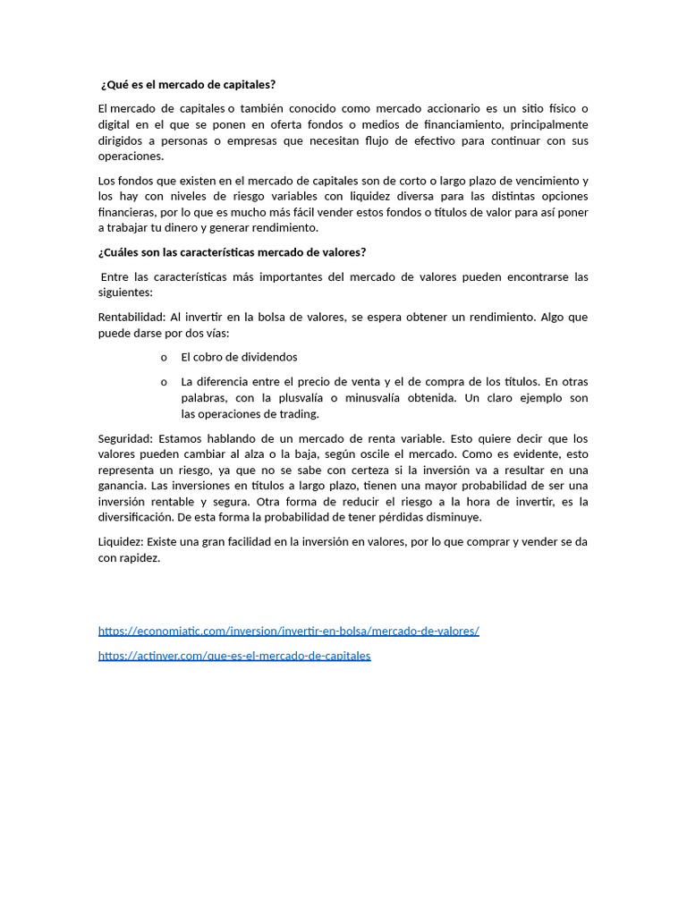 Guía Básica del Mercado de Capitales | PDF