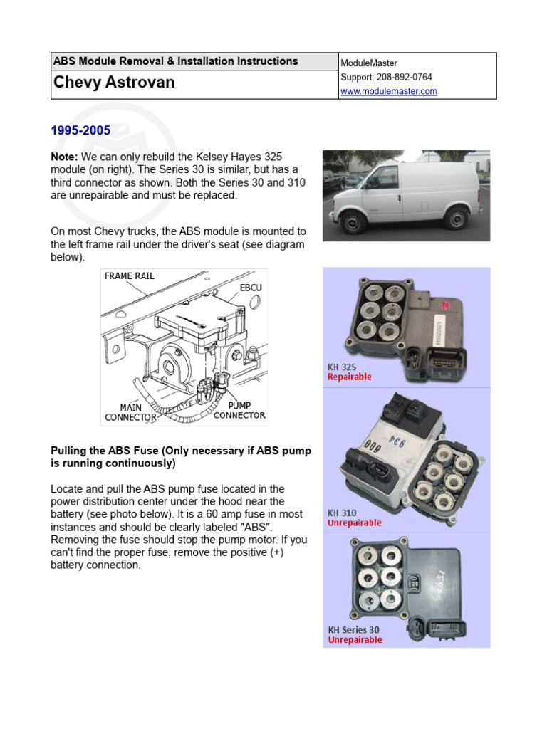 Chevy Astrovan ABS Module Guide | PDF | Anti Lock Braking System ...