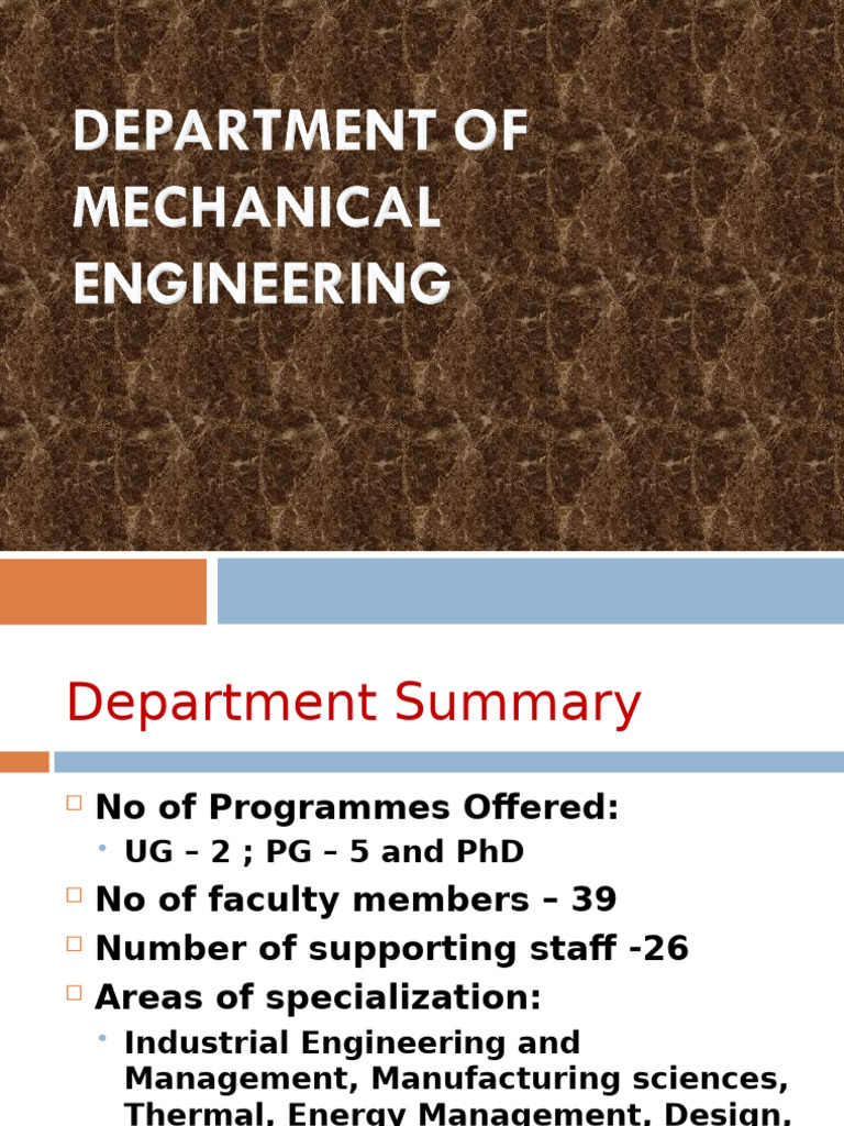 Department Overview: Programs & Research | PDF | Engines | Pump