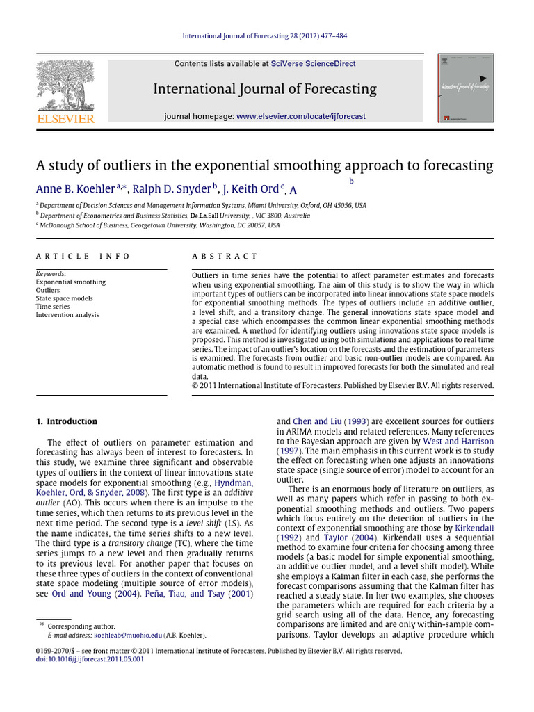 2.a Study of Outliers in The Exponential S | PDF | Forecasting | Time ...