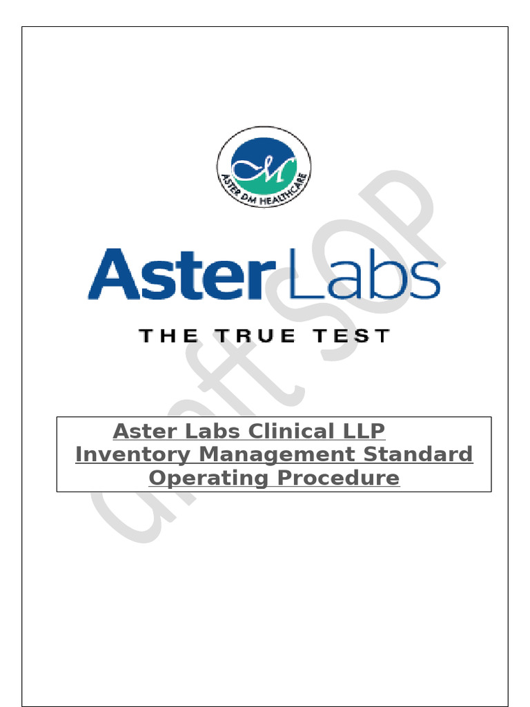 Inventory Management SOP for Aster Labs | PDF | Inventory ...