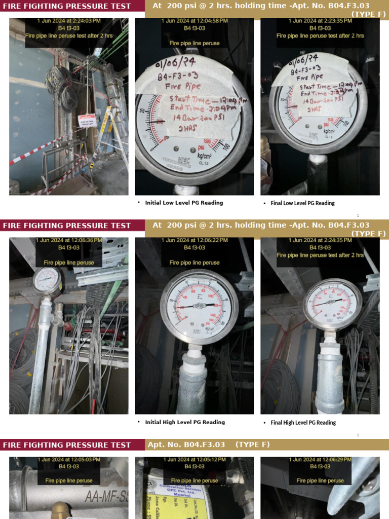 Fire Fighting Pressure Test Results | PDF