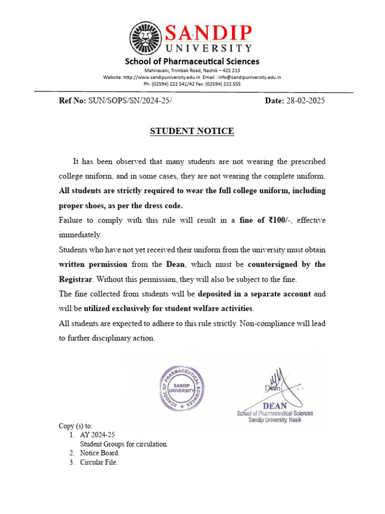 Winter Uniform Compliance Notice | PDF