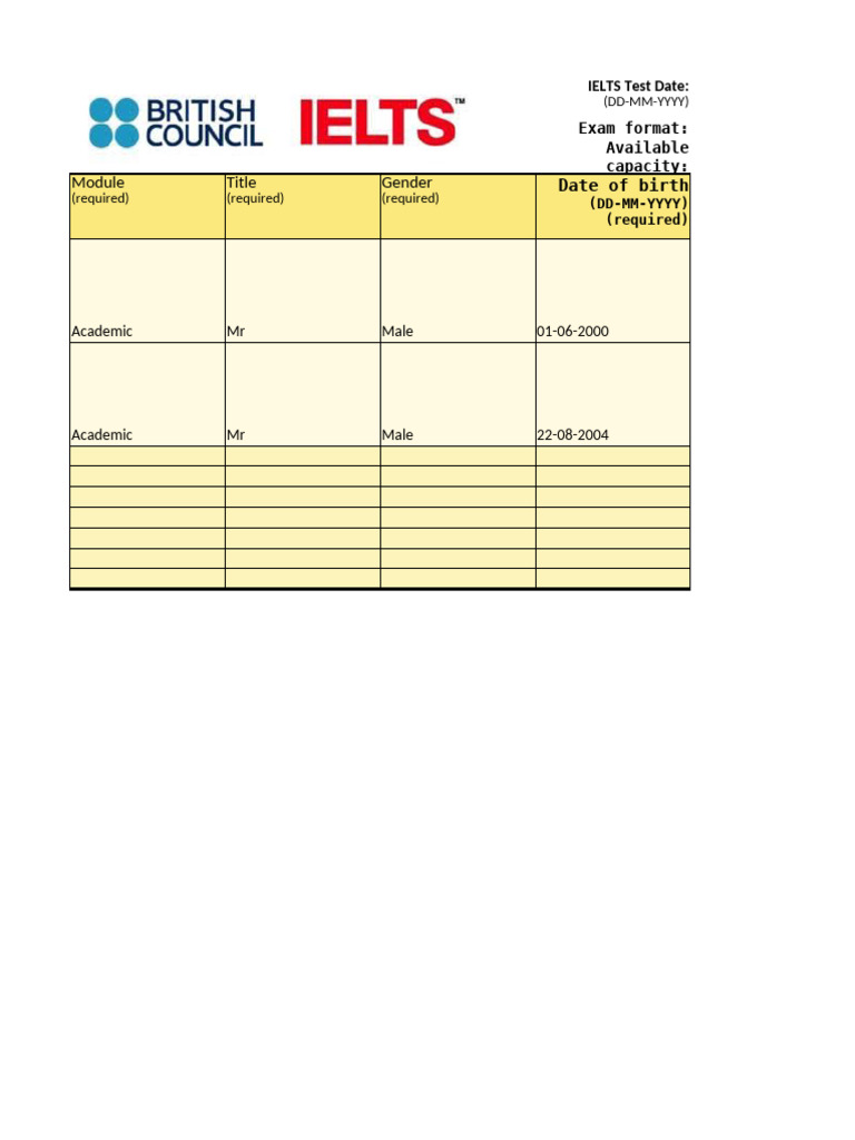 IELTS Test Registration Details | PDF | International English Language ...