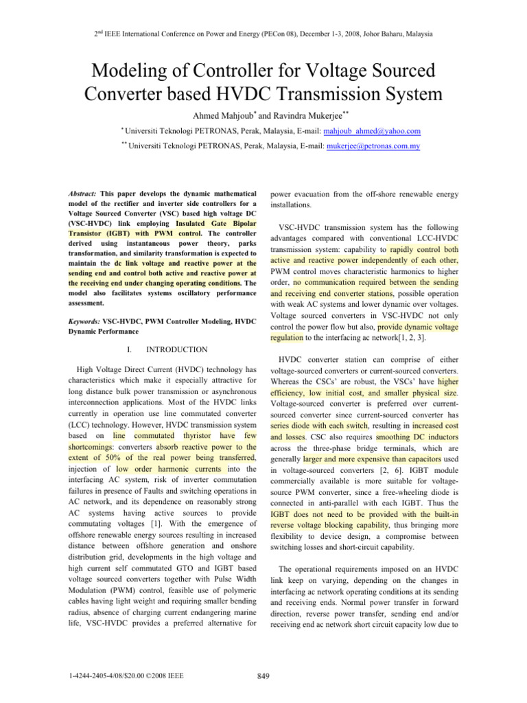 VSC-HVDC Controller Modeling Techniques | PDF | High Voltage Direct ...