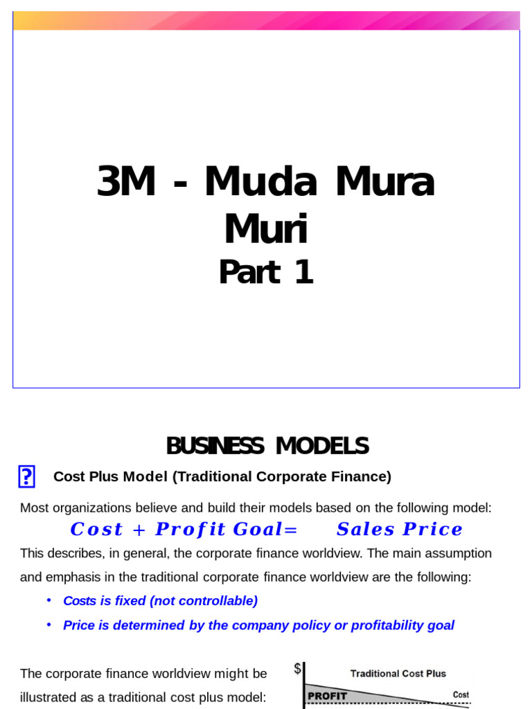 Understanding 3M: Muda, Mura, Muri | PDF | Lean Manufacturing | Cost