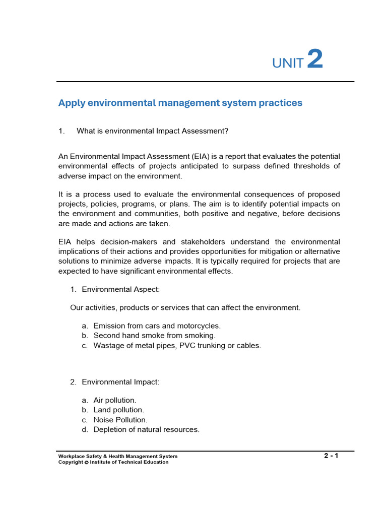 UNIT 2 - r1 | PDF | Audit | Environmental Impact Assessment