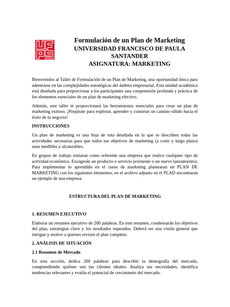 Plan de Marketing: Estrategias Clave | PDF | Marketing | Análisis FODA