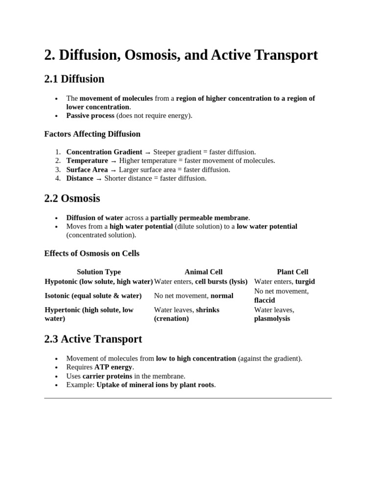 Diffusion, Osmosis, and Active Transport | PDF