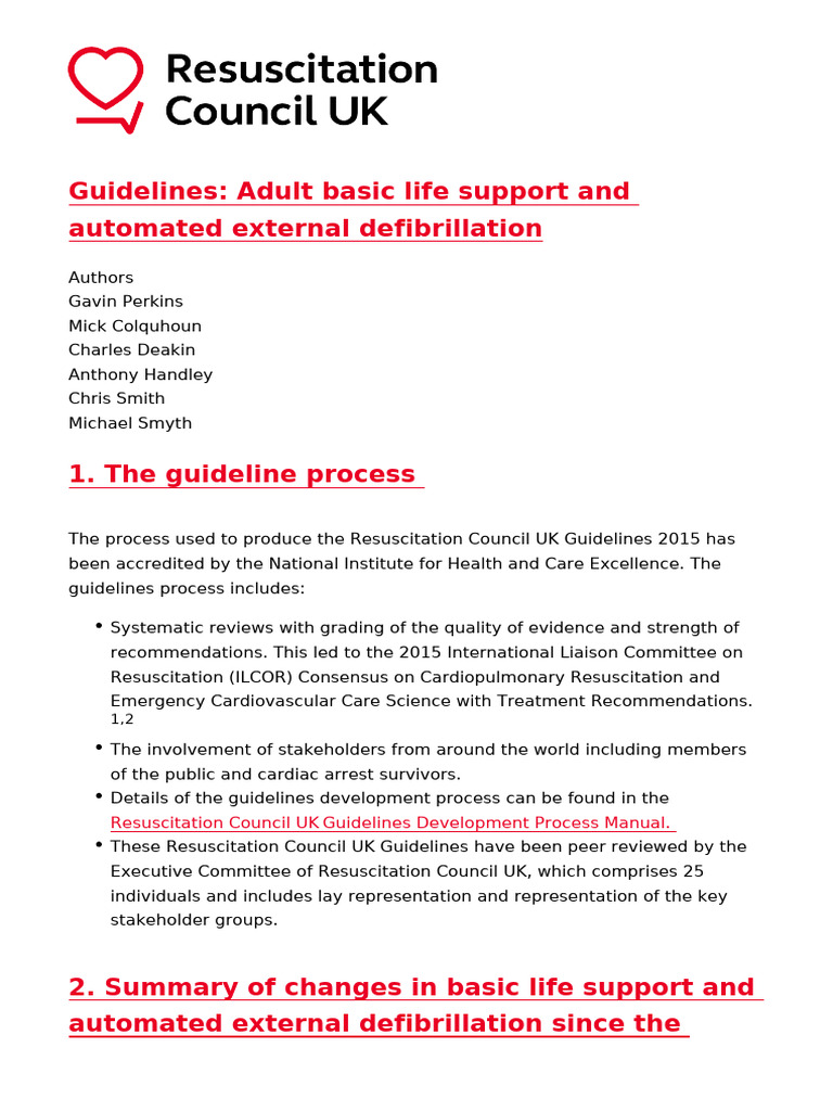 Adult Basic Life Support and Automatedexternal Defibrillation | PDF ...