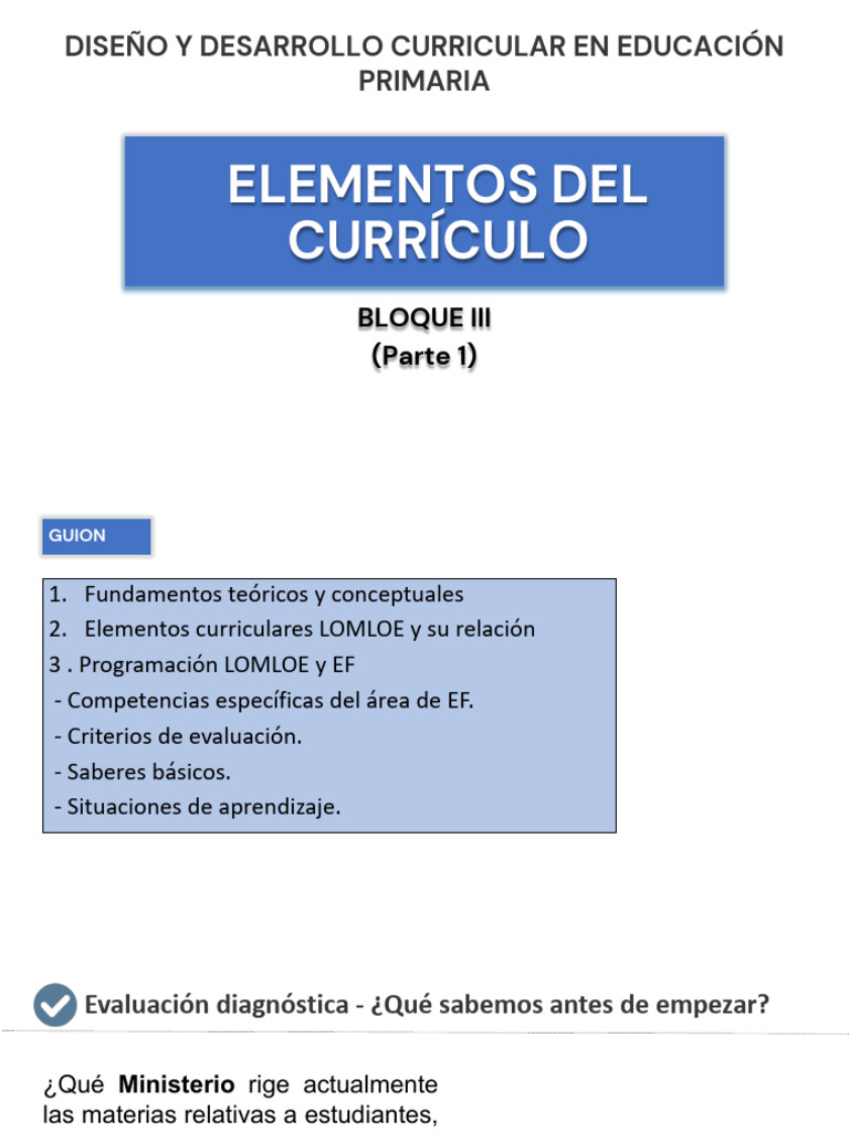 Elementos del Currículo LOMLOE en EF | PDF | Plan de estudios | Evaluación
