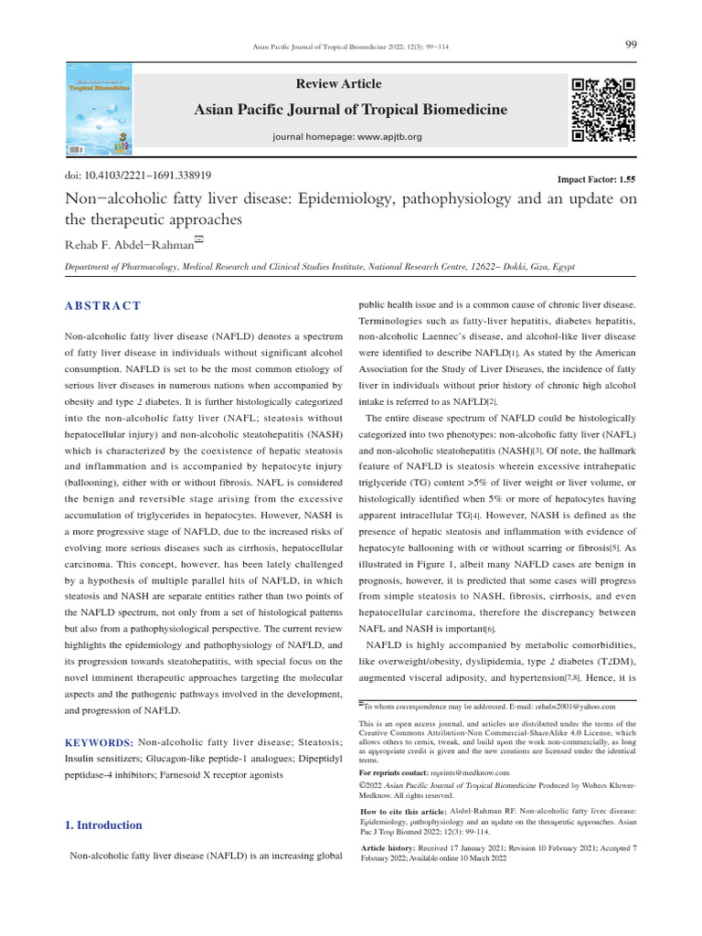 Non Alcoholic Fatty Liver Disease Epidemiology,.1 | PDF | Adipose ...