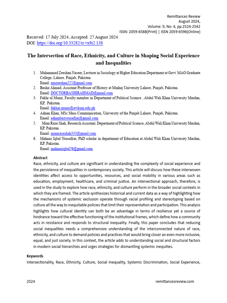 893 V 9 I 4 The Intersection of Race | PDF | Intersectionality | Health ...