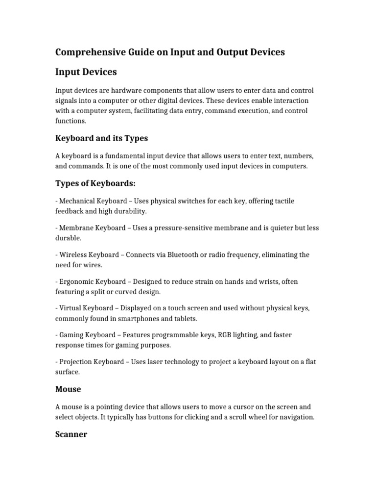 Formatted Input and Output Devices | PDF