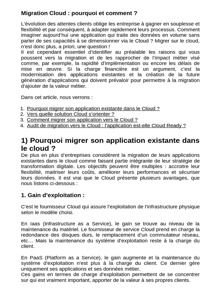 Migration d'applications vers le Cloud | PDF | Cloud computing ...