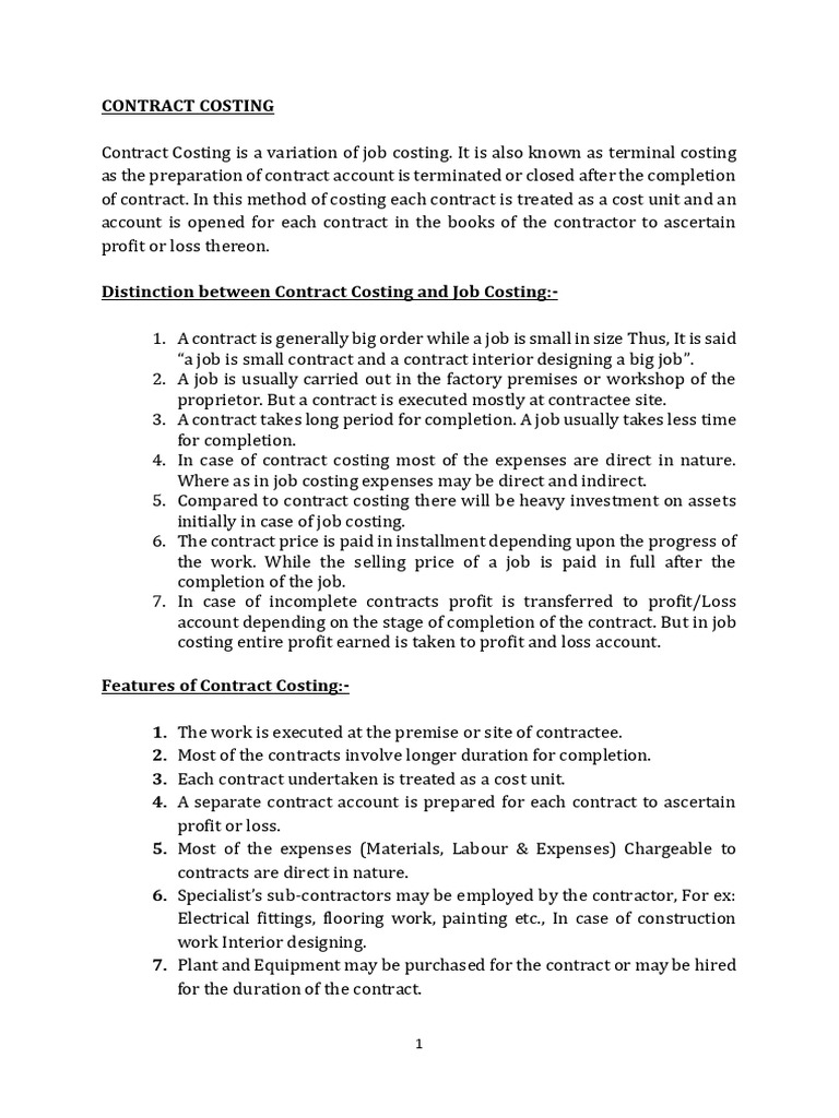 Understanding Contract Costing | PDF | Prices | Expense