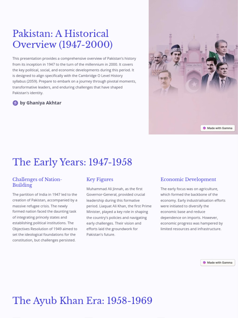 Pakistan's History: 1947-2000 Overview | PDF | Pakistan | Muhammad Zia ...