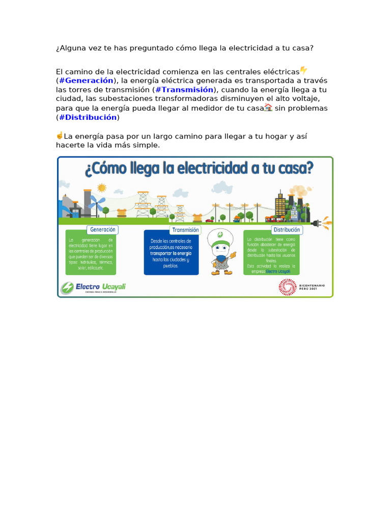 El recorrido de la electricidad a tu hogar | PDF