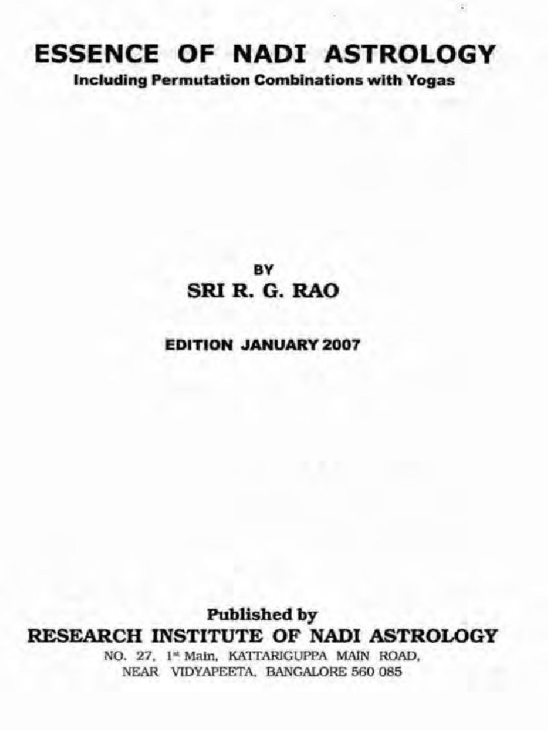 Essence of Nadi Astrology by R.G. Rao | PDF