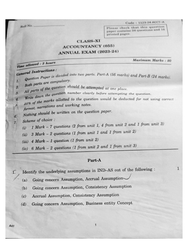 Class XI Accountancy Annual Exam Paper | PDF | Debits And Credits | Debt