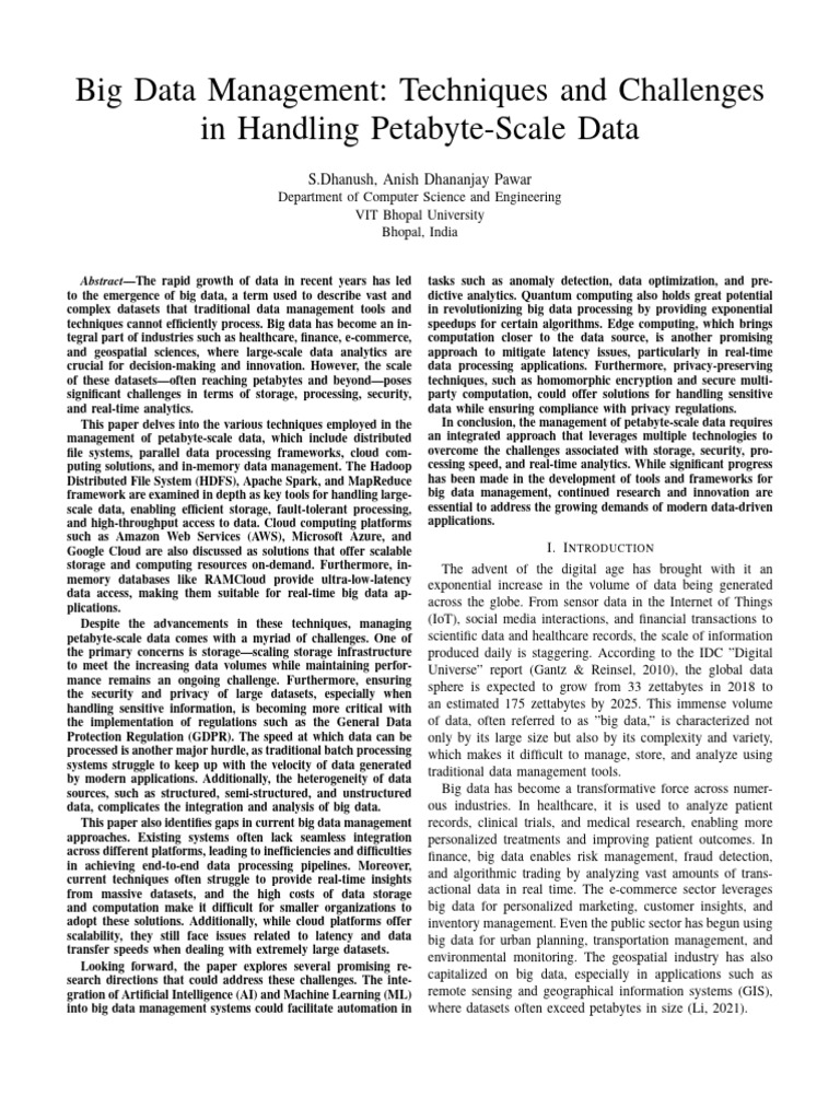 Petabyte-Scale Big Data Management Techniques | PDF | Apache Hadoop ...