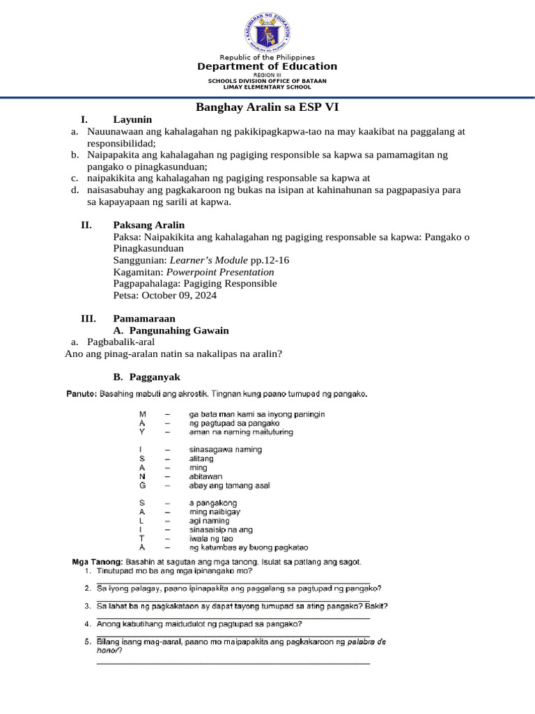 Semi-Detailed Plan Esp-Day 3 | PDF