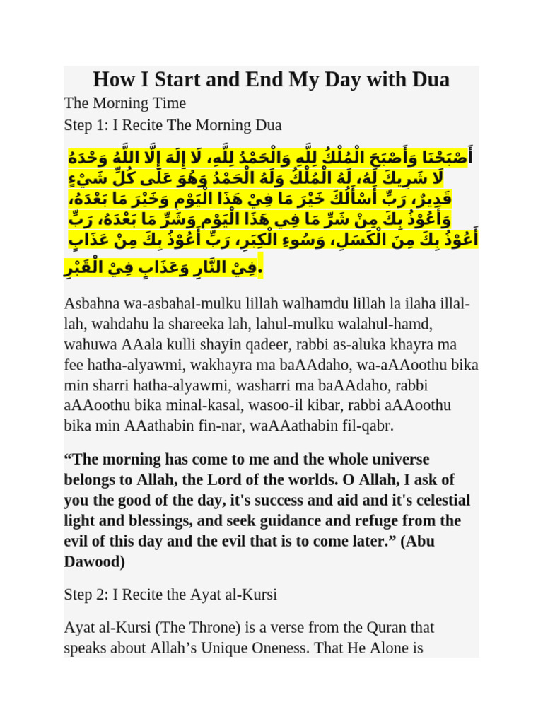 Daily Dua Practices for Morning & Evening | PDF | God In Islam ...