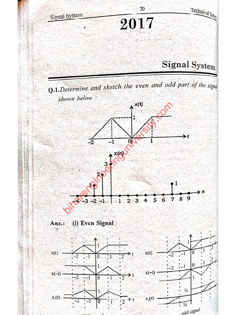 Signal and System 2017 Beu Pyq Solution | PDF