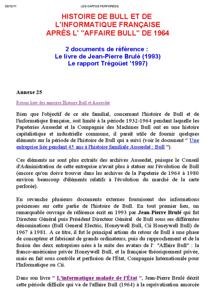 Histoire de Bull Et de L Informatique Française Après L Affaire Bull de ...