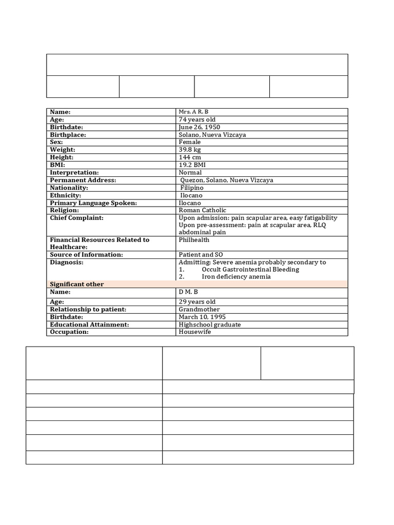 Psychosocial Assessment of Mrs. B | PDF | Human Feces | Urine