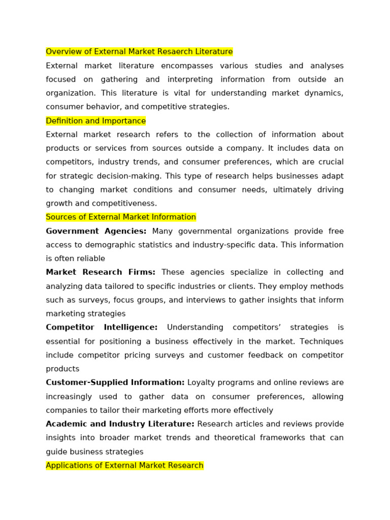 External Market Research Insights | PDF