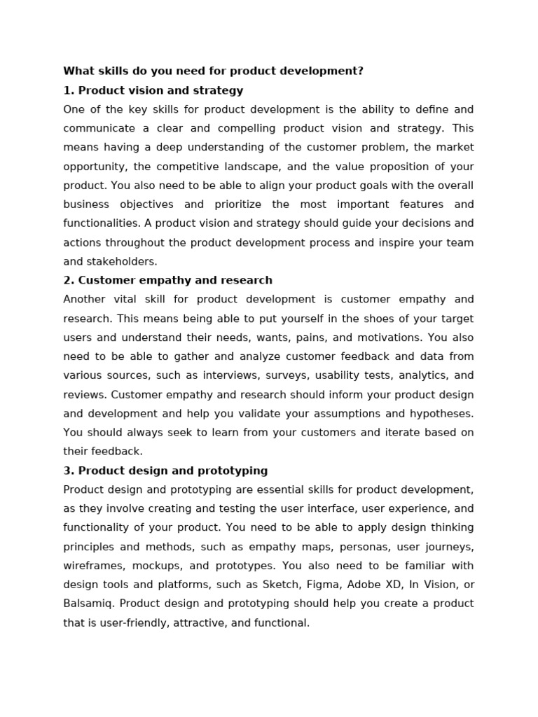 Essential Skills for Product Development | PDF | Business | Computing