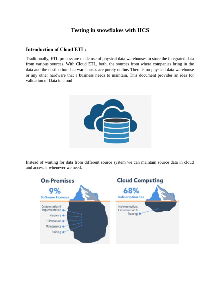 Testing Cloud ETL with IICS and Snowflake | PDF | Cloud Computing ...
