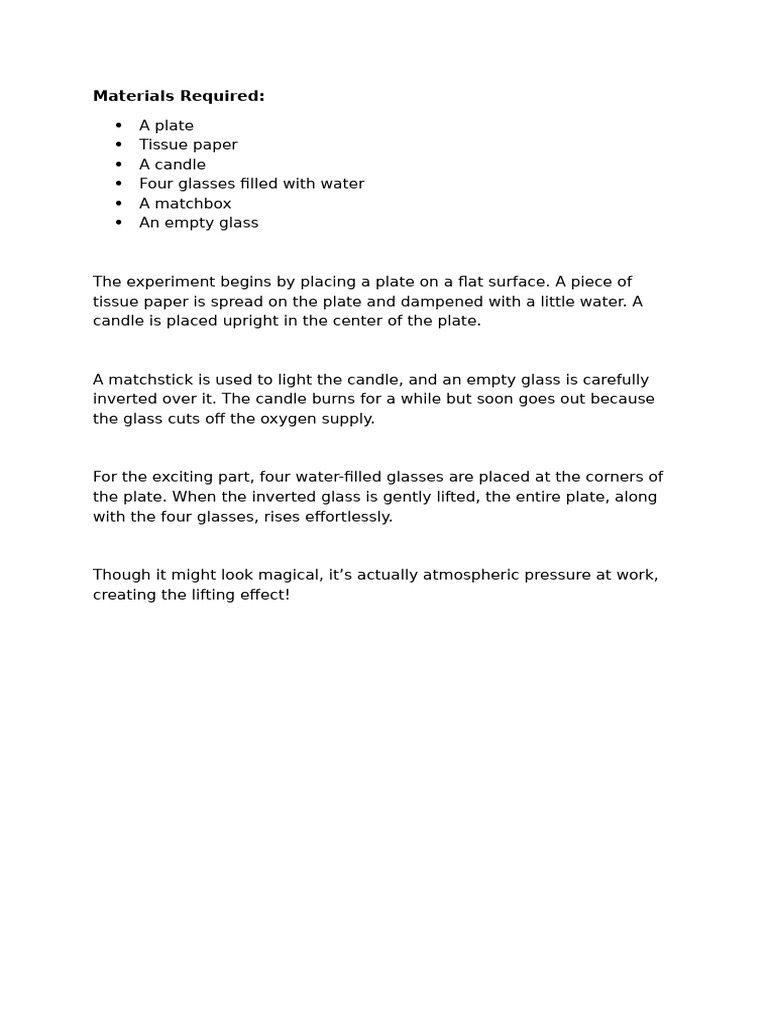 Atmospheric Pressure Experiment | PDF
