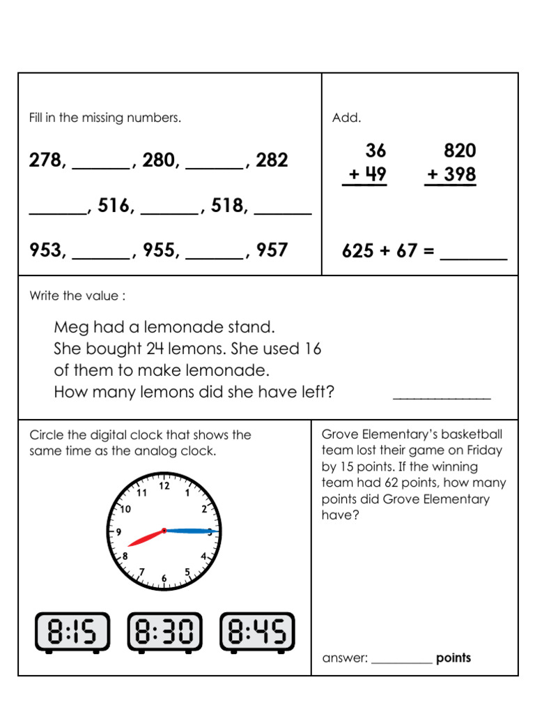 Grade 3 Math Practice Worksheet | PDF | Cuisine