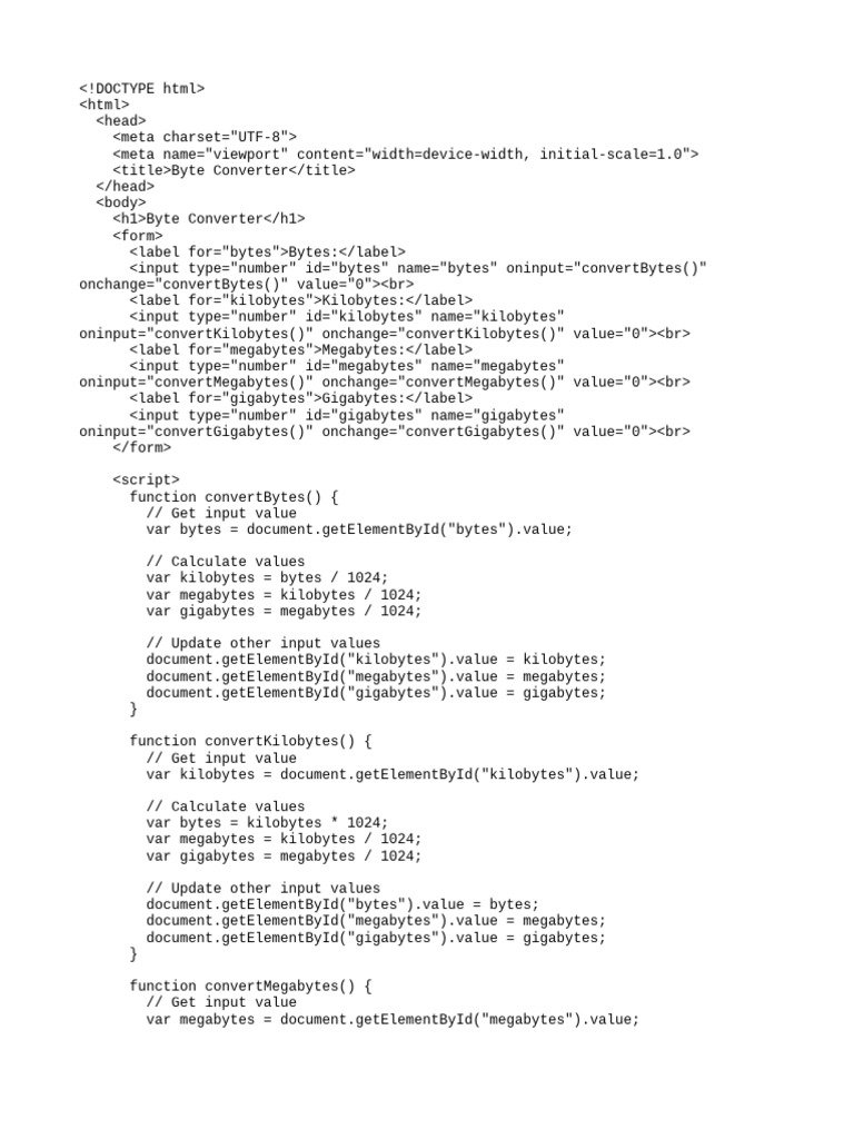 Byte Converter Tool | PDF | Byte | Units Of Measurement
