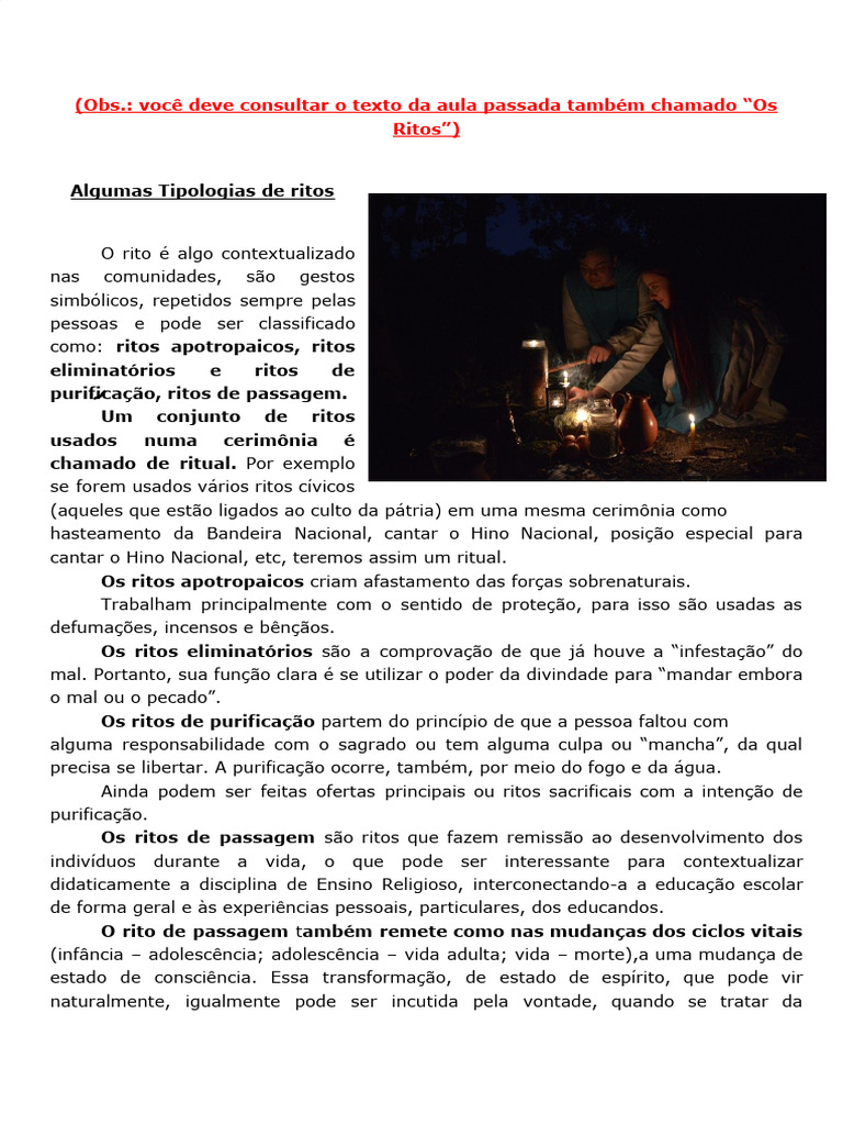 Tipos de Ritos e Seus Significados | PDF | Rituais | Fé