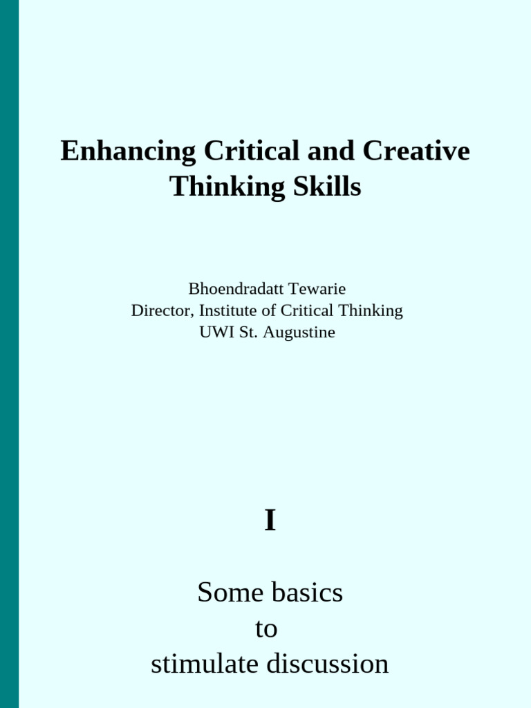 Enhancing Critical and Creative Thinking | PDF | Thought | Creativity