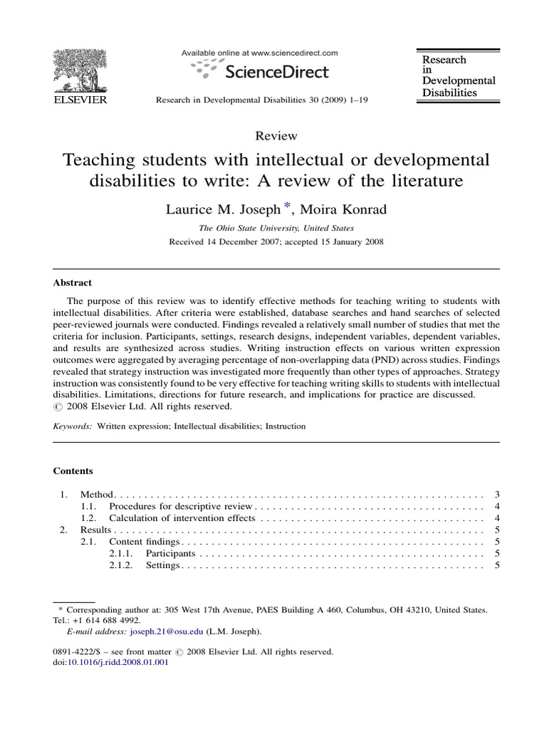 Teaching Writing to Students with Disabilities | PDF | Intellectual ...