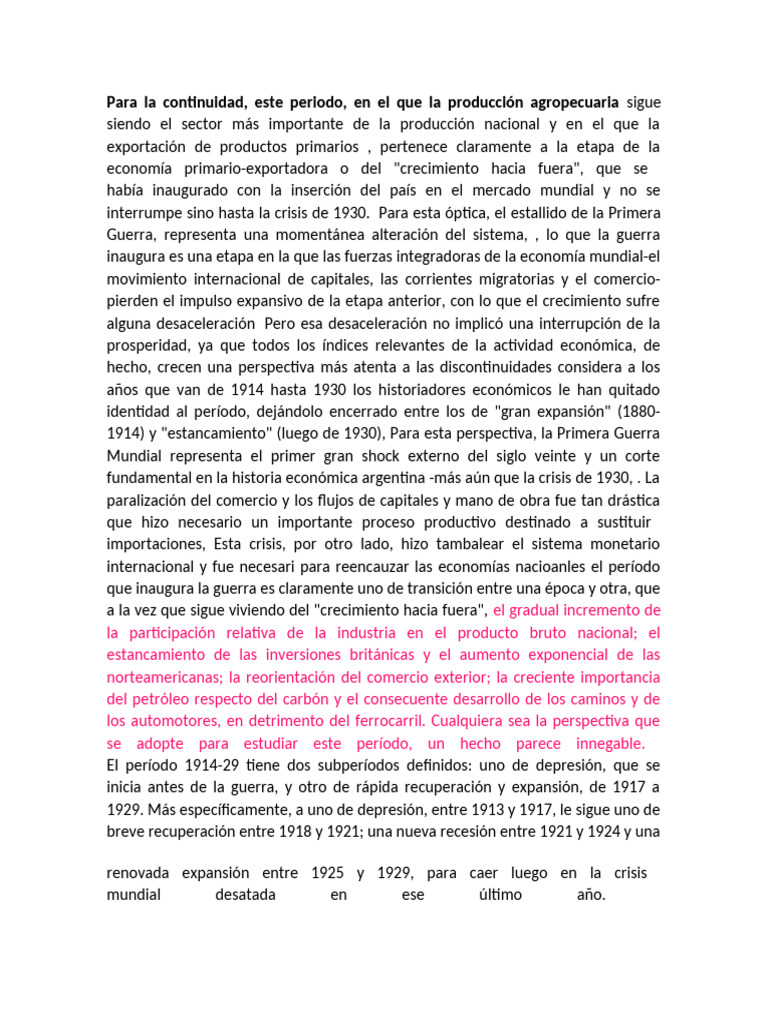 Impacto Económico de la Primera Guerra Mundial | PDF | Agricultura | El ...