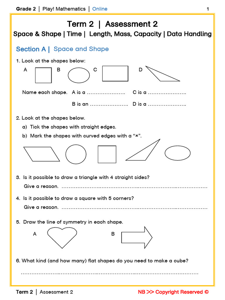 Term - 2 - Assessment - 2 | PDF | Shape | Kilogram