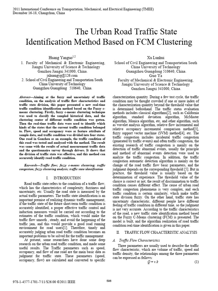 Urban Traffic State Identification FCM | PDF | Cluster Analysis ...