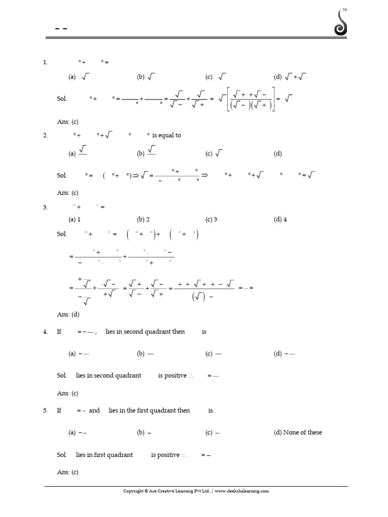 03 Trigonometric Functions PU 1 | PDF | Trigonometric Functions ...
