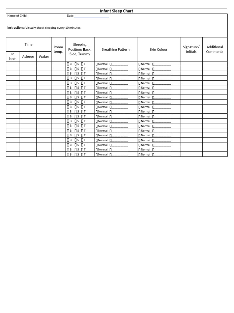 Infant Sleep Chart PDF Sleep Animal Physiology